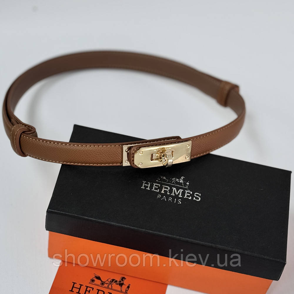 Жіночий шкіряний ремінь Hermes Гермес (280-1) коричневий