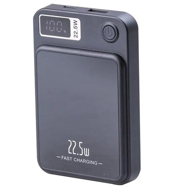 Магнітний Power Bank Magnetic MagSafe 10000 мАг, потужність 22.5 Вт, чорний