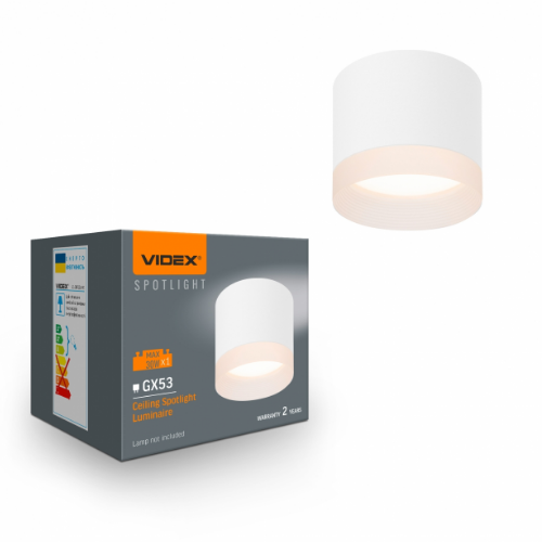 LED Світильник накладний під лампу GX53 білий VL-SPF25A-W Videx