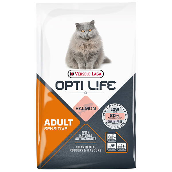 Opti Life Sensitive ОПТІ ЛАЙФ ЛОСОСЬ СЕНСІТІВ беззерновий сухий суперпреміум корм для котів з чутливим травленням 7.5 кг
