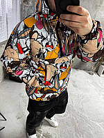 Яскравий різнокольоровий утеплений чоловічий анорак з мультяшним принтом Infinity Style Shop