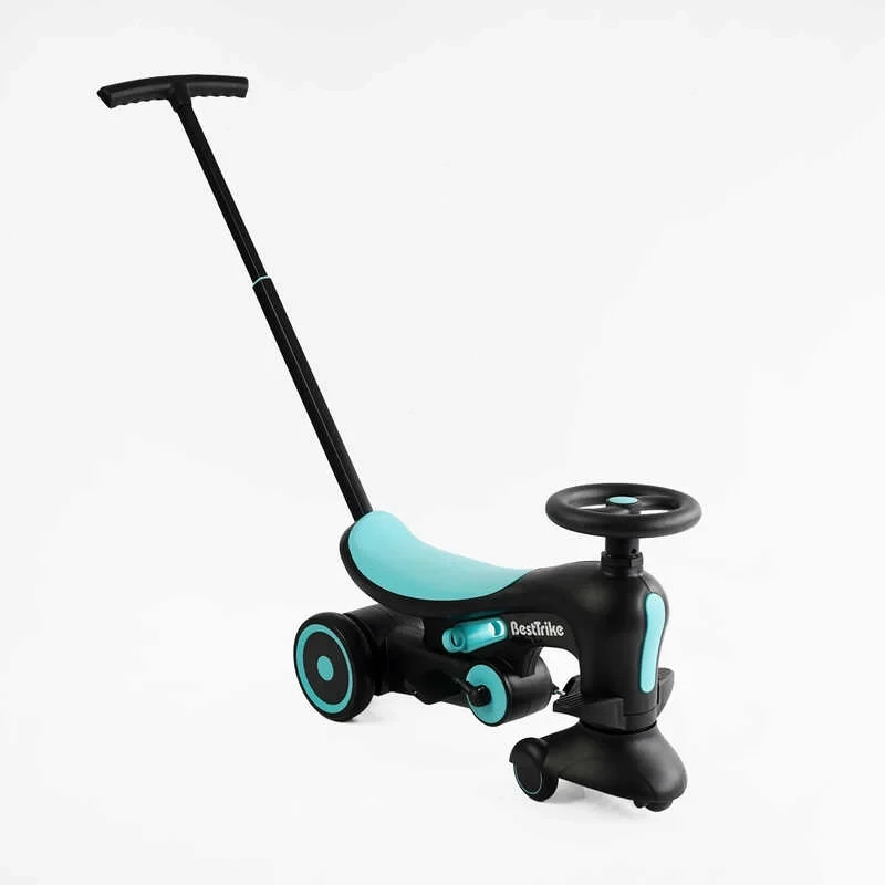 Каталка толокар велосипед триколісний Best Trike BST-8130 Бірюзовий, з батьківською ручкою, фото 1