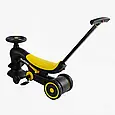 Каталка толокар велосипед триколісний Best Trike BST-7702 Жовтий, з батьківською ручкою, фото 3