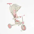 Триколісний велосипед-трансформер з батьківською ручкою 4 в 1 Best Trike BS-12-303 Біло-Рожевий, нейлонова, фото 2