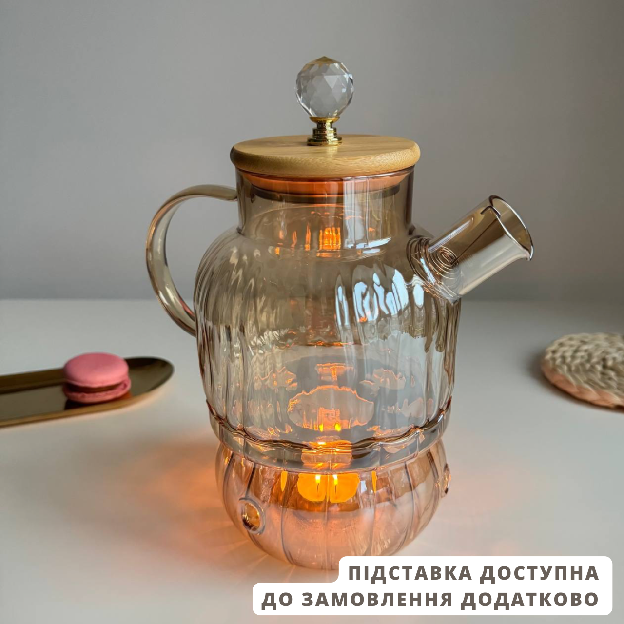 Дерев'яний чайник Золотий чайник Заварний чайник з фільтром Заварник для чаю 1 літр чайник для чаю скляний