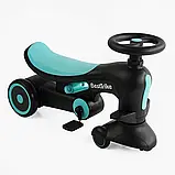 Дитячий велосипед-толокар Best Trike BST-8130 Бірюзовий, з батьківською ручкою, фото 4