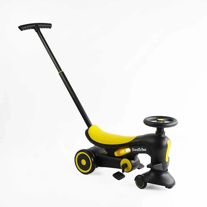 Дитячий велосипед-толокар Best Trike BST-7702 Жовтий, з батьківською ручкою