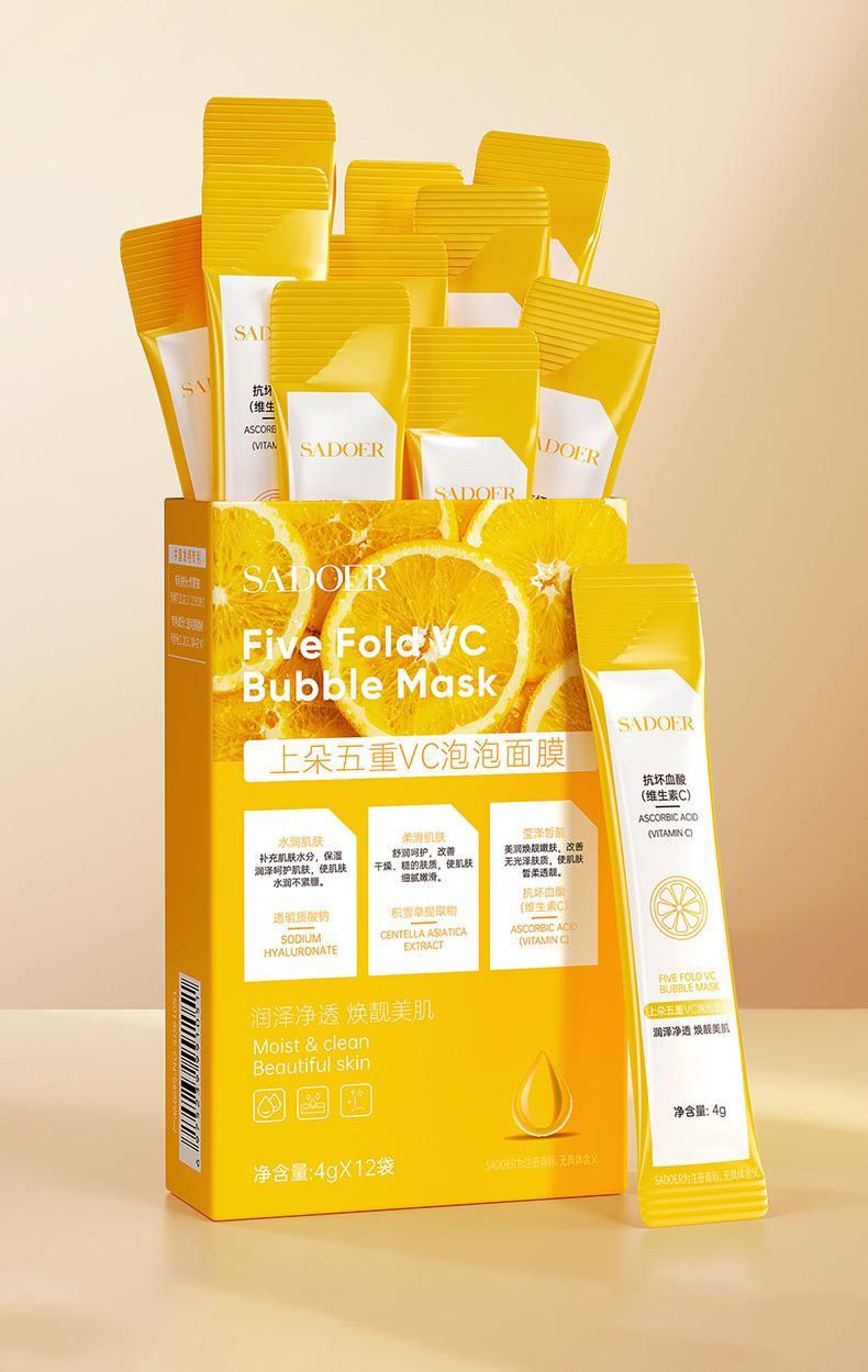 Набір кисневих масок у стіках з вітаміном С Sadoer, (12 шт. х 4 г), фото 1