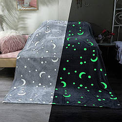 Дитячий плед світиться в темряві, 180х180см / Плед покривало зі зірками, що світяться / Ковдра, що світиться