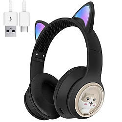 Бездротові Bluetooth навушники з вушками MDR CAT + BT CUTER, Чорний / Дитячі навушники з котячими вушками