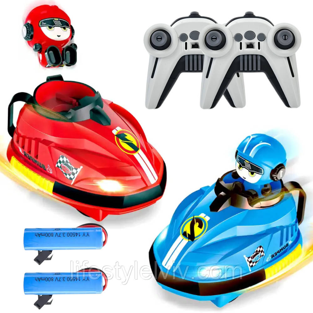 Бамперні машинки на радіокеруванні з пультом ДК, від USB / Акумуляторні машинки для двох, фото 1