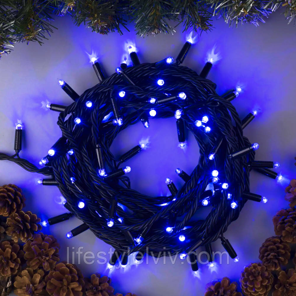 Гірлянда Нитка від мережі 30м, 500LED, Синій колір / Новорічна гірлянда для дому / Світлодіодна гірлянда на ялинку