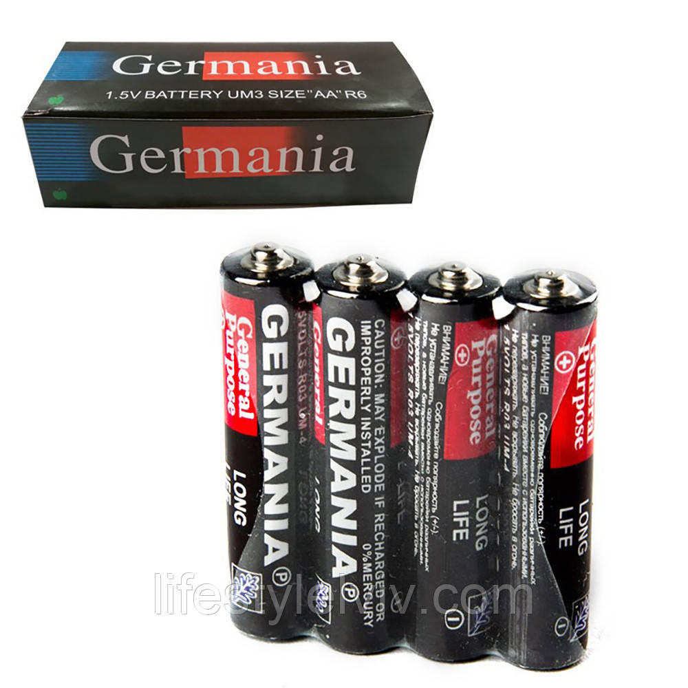 Комплект 4 шт Батарейка Germania AA (пальчикова) 1,5 В-R6S, фото 1