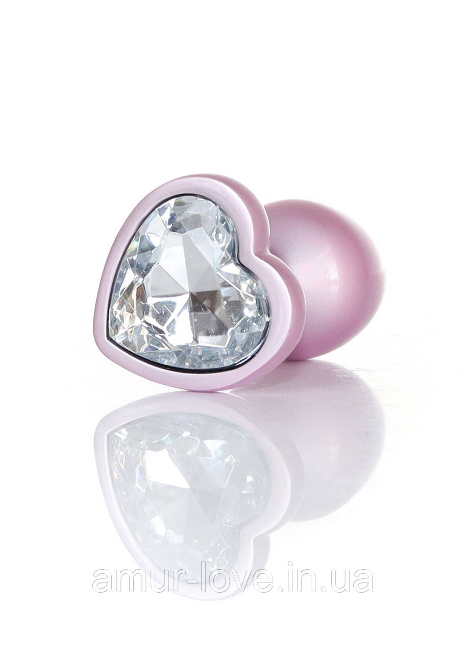 Анальний металевий корок Plug-Jewellery Pearl Pink Heart PLUG-Clear S