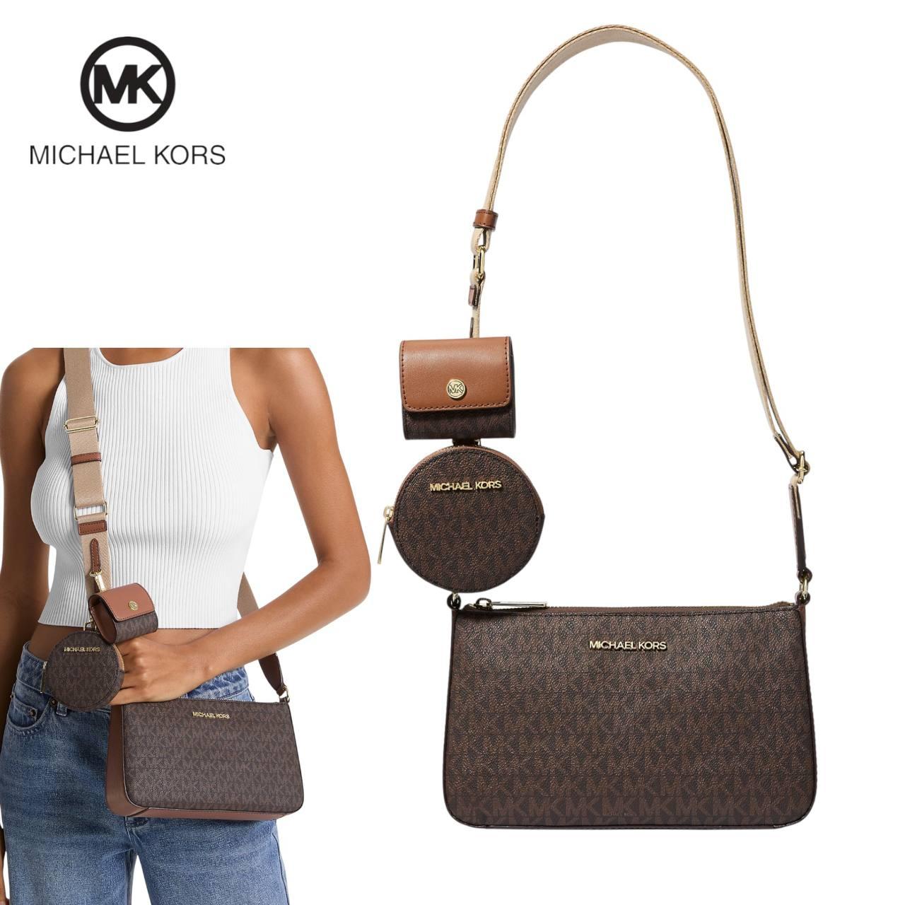 Жіноча сумка Michael Kors Jet Set Logo Crossbody Bag with Case for Apple Airpods Pro (коричнева) ОРИГІНАЛ
