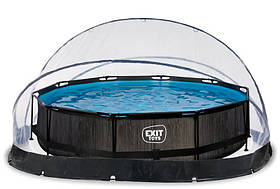 Басейн круглий, з наземним куполом EXIT 360 х 76 см "Чорне дерево"