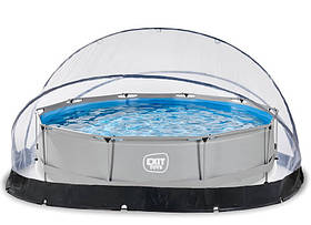 Басейн круглий з наземним куполом EXIT 360 х 76 см, сірий