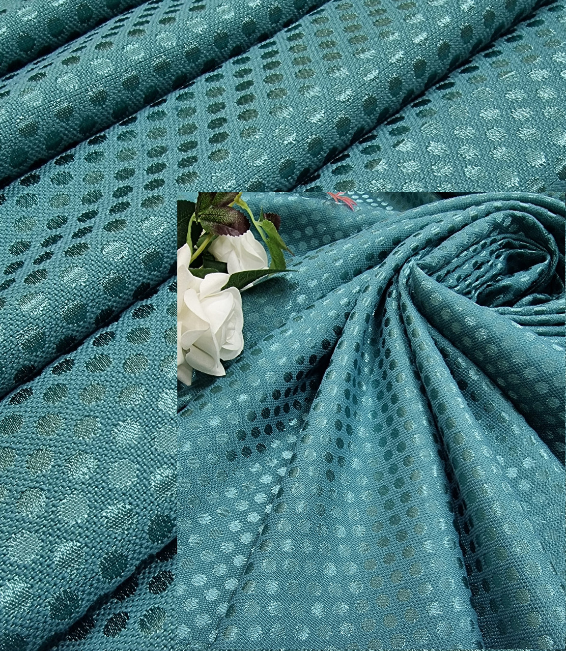 Готові Портьєри Мультилюкс Горошок Бірюза, 2шт 150х260см