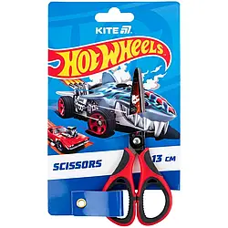 Ножиці дитячі з гумовими вставками і малюнком на лезі Kite Hot Wheels HW25-148, 13 см