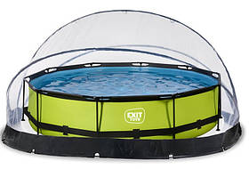 Басейн круглий з наземним куполом EXIT 360 х 76 см "Лайм"