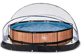 Басейн круглий з наземним куполом EXIT 360 х 76 см "Дерево"