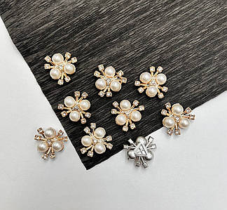 Перловий Декор / Три Перлини / Пластик / 1,8 см / Золото