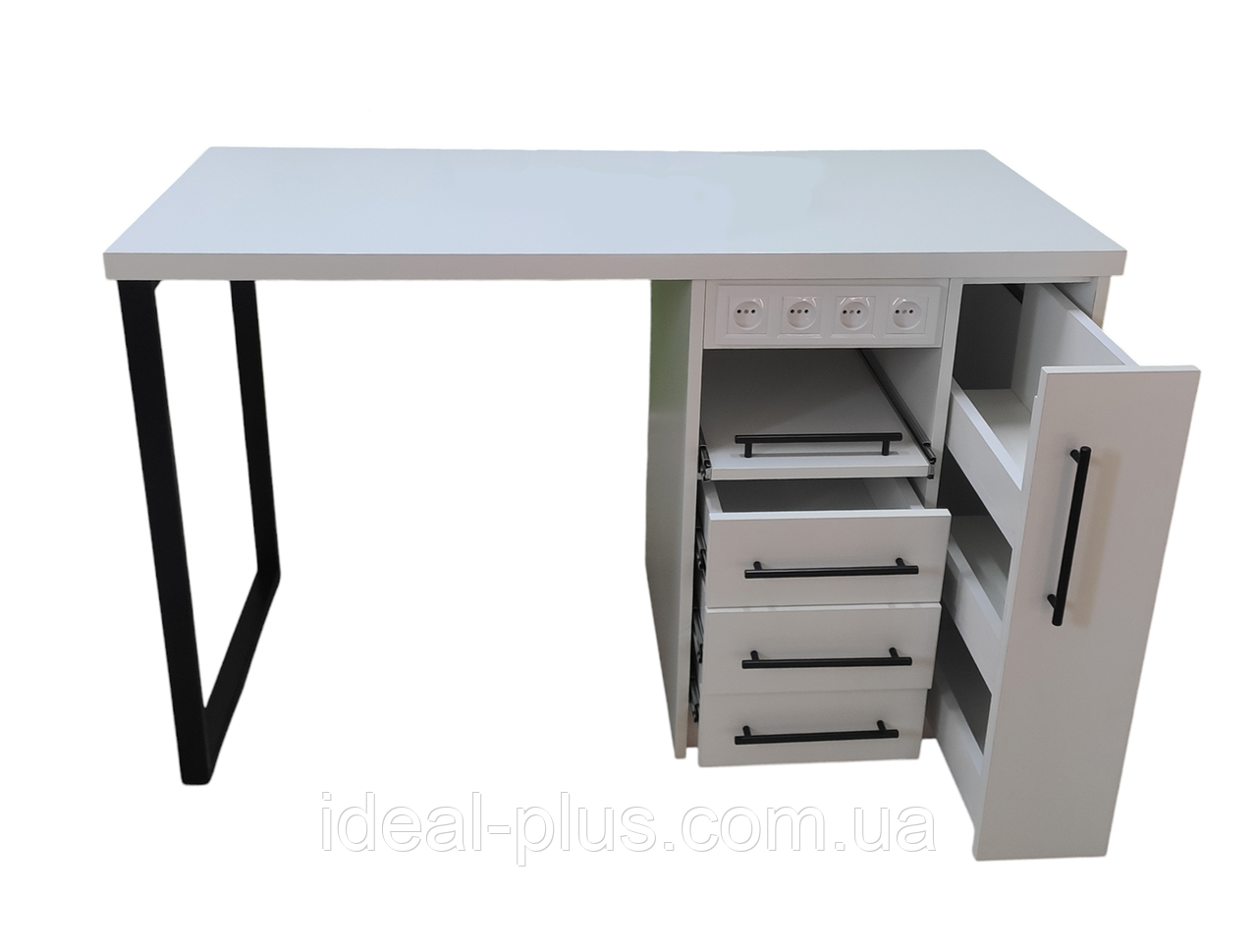 Манікюрний стіл з карго та розетками білий столик для манікюру ART NAIL Cargo_BR, фото 1