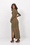 Довге приталене плаття зі швами назовні — хакі колір, XS (є розміри), фото 2