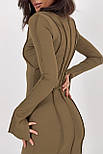 Довге приталене плаття зі швами назовні — хакі колір, XS (є розміри), фото 4