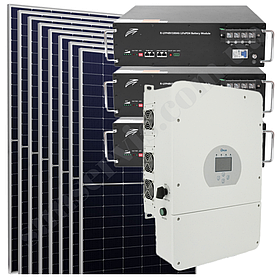 12кВт трьохфазна гібридна сонячна станція з ФЕМ 10,5 кВт АКБ LiFePO4 51,2В з резервом 15 кВт*год Deye