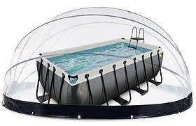 Басейн EXIT із наземним куполом 400x200x100см "Чорна шкіра" піщаний фільтр