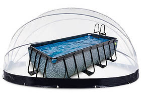 Басейн EXIT із наземним куполом 400x200x100см "камінь" піщаний фільтр
