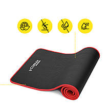 Килимок спортивний Cornix NBR 183 x 61 x 1 см для йоги та фітнесу XR-0094 Black/Red Poland, фото 5