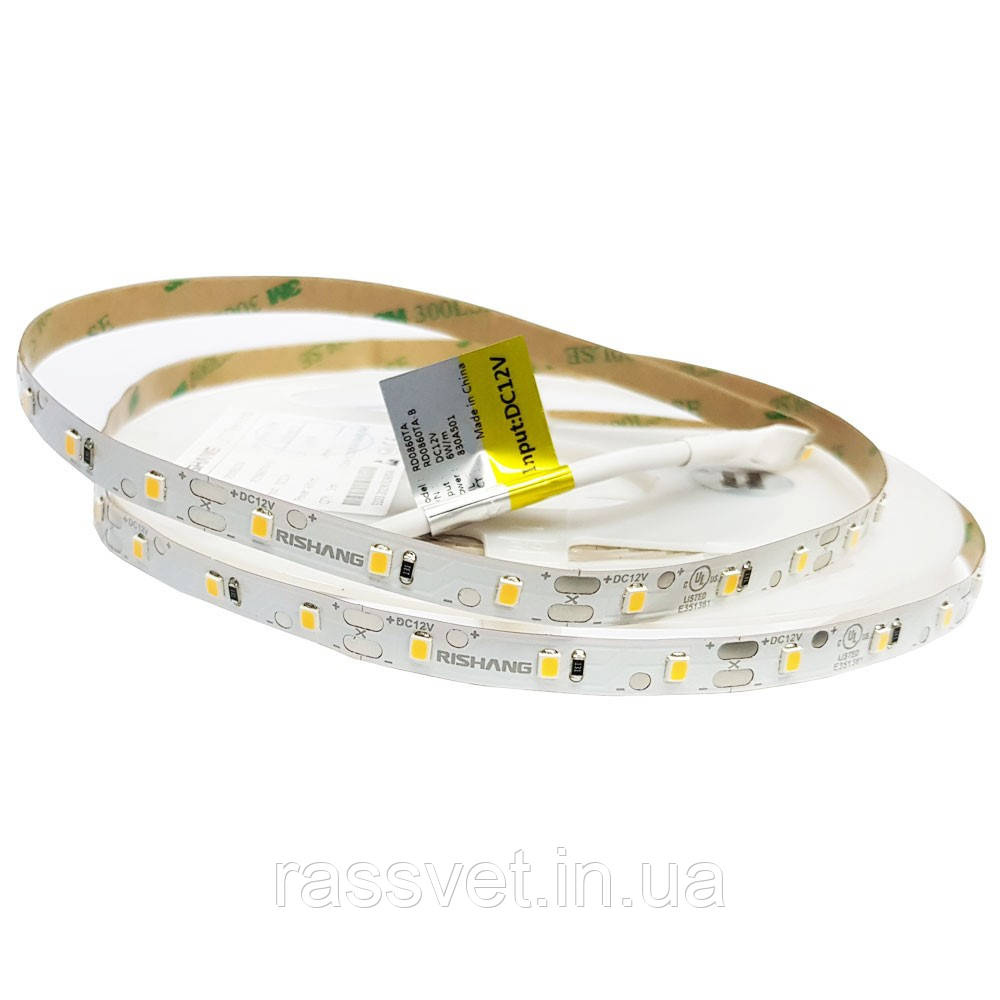 LED стрічка RISHANG 60-2835-12V-IP20 4.8W 505Lm 3000K 5м (RD0860TA-B-WW)