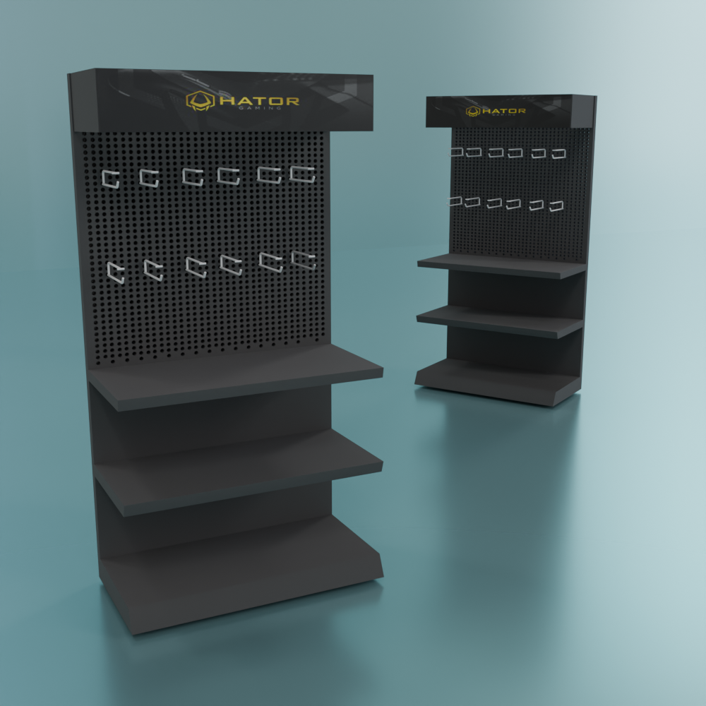 Торговий стелаж з полицями, крючками та топером під замовлення, фото 1