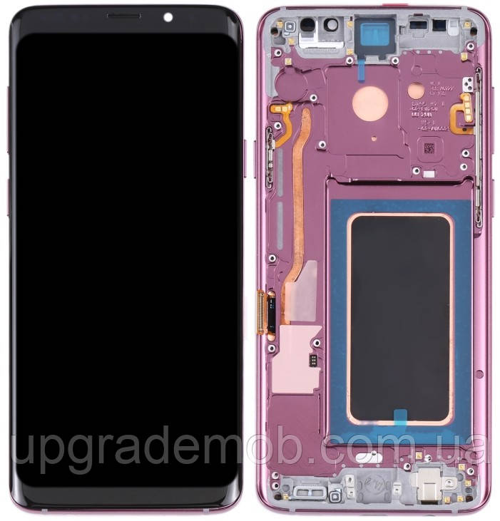 Дисплей модуль тачскрин Samsung G965 Galaxy S9+ чорний OLED з рамкою фіолетового кольору Lilac Purple