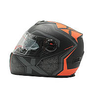 Мотошолом інтеграл S2 розмір S 55-56 чорно-жовтогарячий матовий з відкидними окулярами