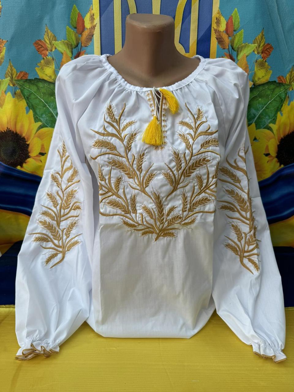 Вишиванка "Колосья пшениці" з довгим рукавом для дівчаток р.152/170; Опт, фото 1