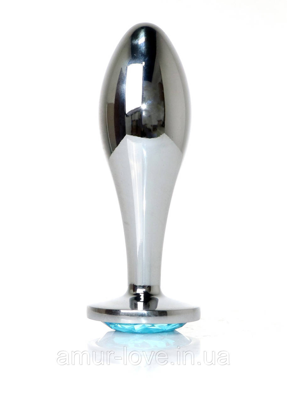 Анальна металева пробка Plug-Jewellery Silver PLUG-Light Blue L