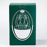 Набір столових приборів на 6 персон із неіржавкої сталі золоті 24 штуки в яйці TS Kitchen Білий мармур, фото 3