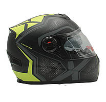 Мотошолом інтеграл F2 розмір S 55-56 чорно-жовтий матовий з відкидними окулярами