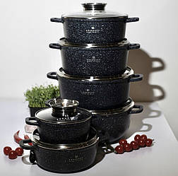 Набір каструль казанів 12 предметів із мармурове антипригарне покриття Edenberg