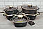 Набір квадратних каструль із мармуровим антипригарним покриттям Edenberg 12 предметів, фото 6