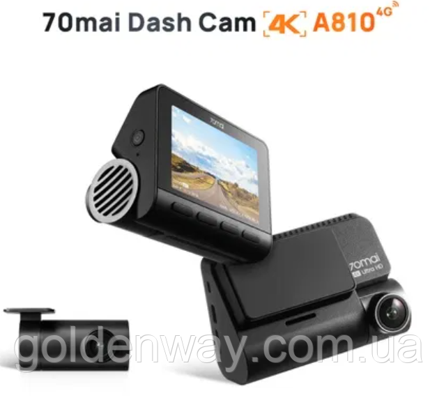 Автомобільний відеореєстратор Xiaomi 70mai 4K Dash Cam A810 + камера заднього виду RC12 WiFi перегляд та керування з телефону, фото 1