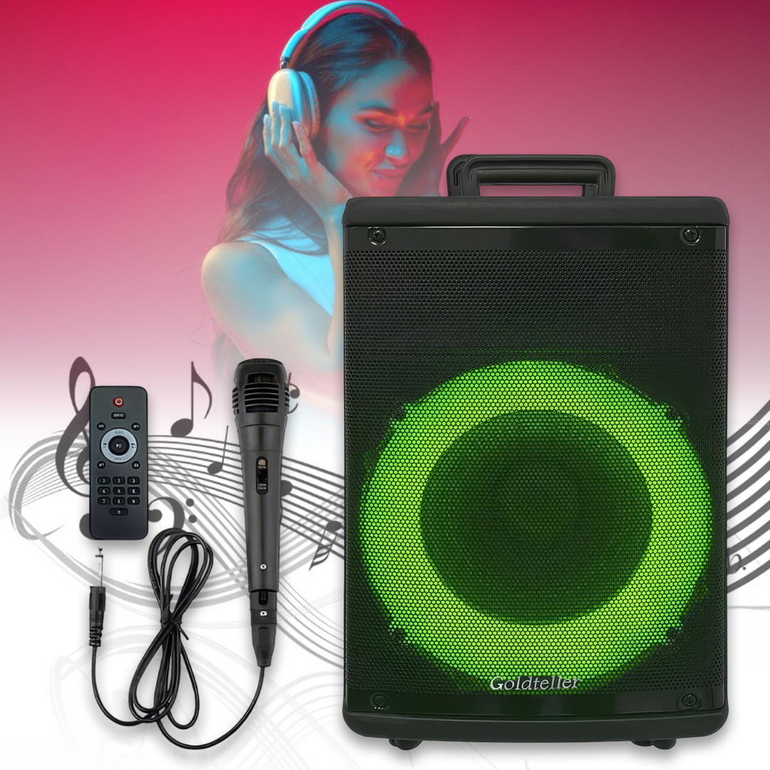 Акустична Bluetooth система на акумуляторі з пультом та мікрофоном Goldteller GT-6010