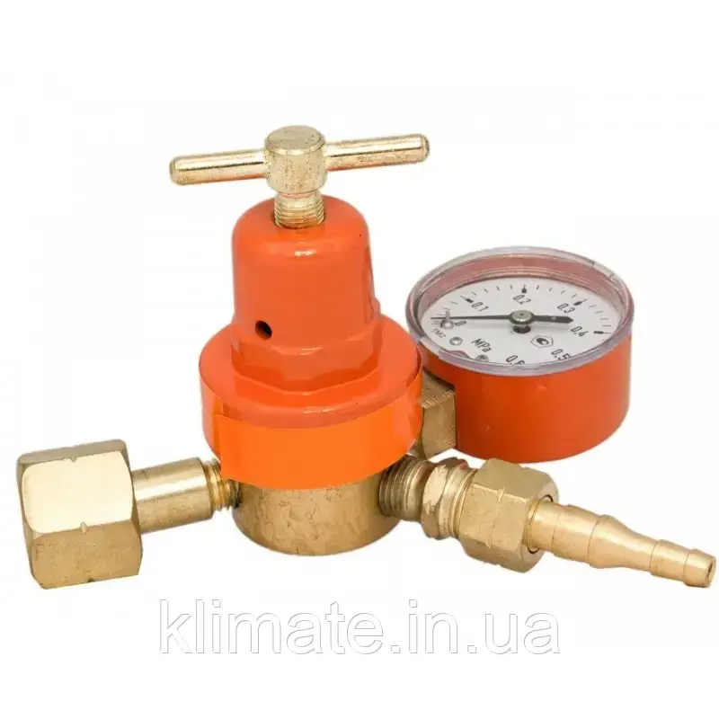 Редуктор пропановий з манометром БПО 5-3 для регулювання тиску маленький корпус (Повністю латунний), фото 1