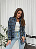 Зручна жіноча синя вільна сорочка в клітинку із сорочкової бавовняної фланелі, фото 3