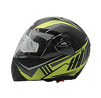 Мотошолом трансформер інтеграл F2 розмір S 55-56 чорно-жовтогарячий матовий з відкидними окулярами