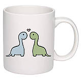 Чашка з друком "Закохані динозаврики" 330мл (колір білий) (22021), фото 2