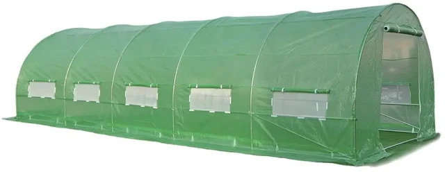 Теплиця садова - парник Focus Garden 3x8x2 м (подвійні двері) зелена